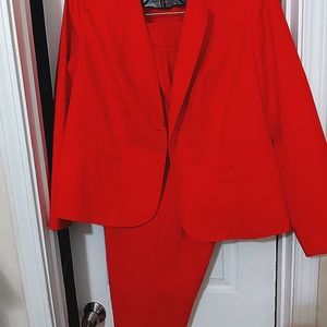 2pc Crop Pant Suit- Hot Orange